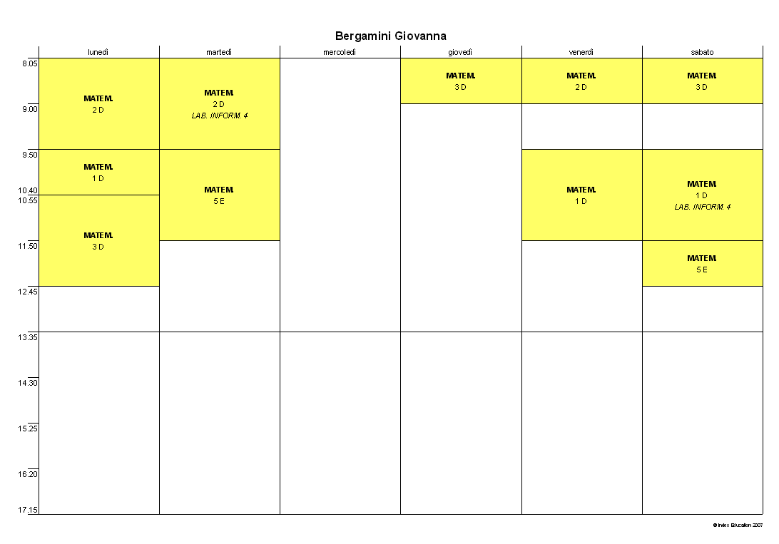 Orario del docente Bergamini Giovanna