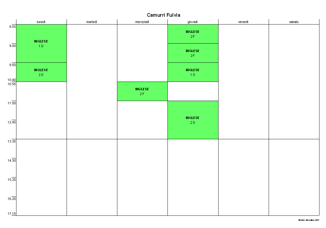 Orario del docente Camurri Fulvia