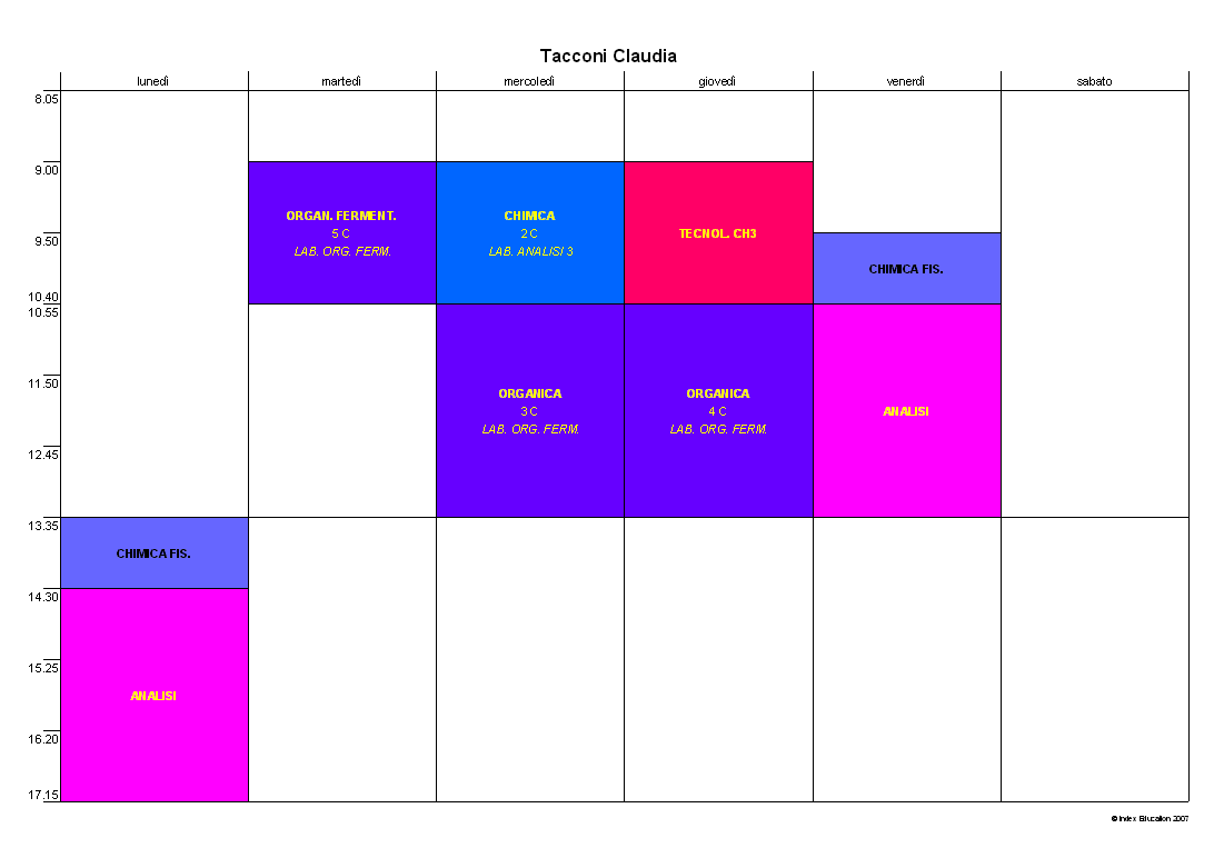 Orario del docente Tacconi Claudia